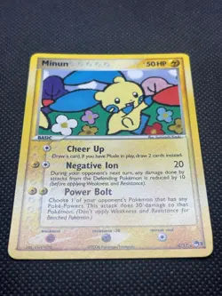 2006 Nintendo Pokemon TCG Card Minun POP Series 3 Holo 4/17 - Image 2