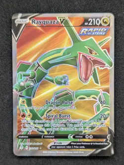 Pokemon TCG Rayquaza v Evolving Skies Full Art Ultra Rare Card 193/203 NM - Image 1