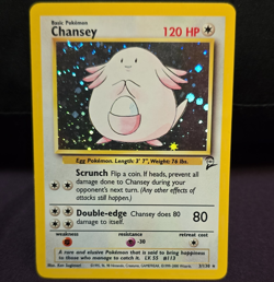 Pokemon TCG Chansey 3/130 Base Set 2 Holo Rare 120 Lp-Dmg Dent See Description - Image 1