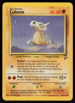 Cubone 70/130 Common Base Set 2 Pokemon LP - Image 1