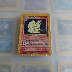 Ninetales HOLO Prism Base Set 2 Vending Pokemon Sticker Card Vintage 90's Golden - Image 1