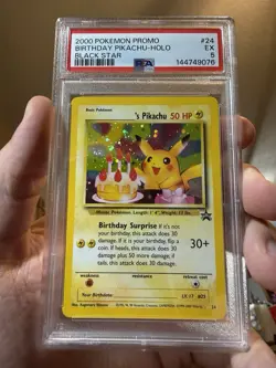 2000 POKEMON PROMO BLACK STAR #24 BIRTHDAY PIKACHU-HOLO PSA 5 - Image 1