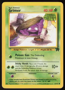 Grimer 57/82 Common Team Rocket Pokemon Unlimited Damaged - Image 1