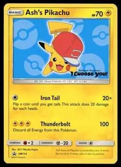 POKEMON CARD - ASH’S PIKACHU SM114 SUN & MOON PROMOS - Image 1