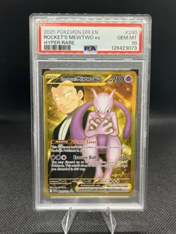 Destined Rivals Gold Team Rockets Mewtwo EX Hyper Rare Card 240/182 PSA 10 - Image 1