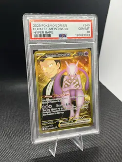 Destined Rivals Gold Team Rockets Mewtwo EX Hyper Rare Card 240/182 PSA 10 - Image 2