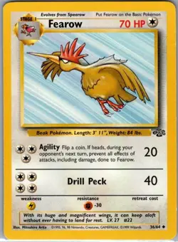 Fearow 36/64 Non Holo Jungle - Pokemon Card - NM - Image 1