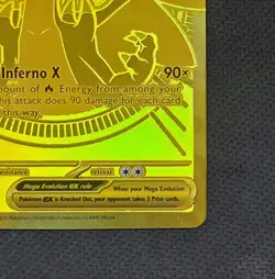 Mega Charizard x Ex Gold Hyper Rare 130/094 Phantasmal Flames Pokemon Card TCG - Image 5