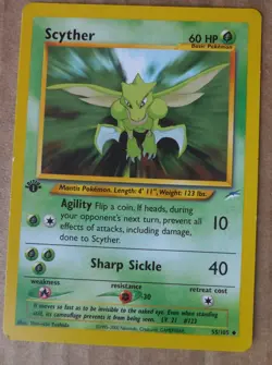 Scyther 55/105 Uncommon Non-Holo 1st Edition Neo Destiny Set Pokemon Card LP - Image 1