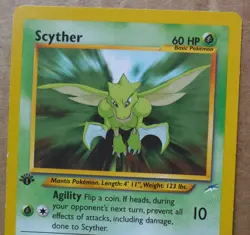Scyther 55/105 Uncommon Non-Holo 1st Edition Neo Destiny Set Pokemon Card LP - Image 2
