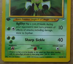 Scyther 55/105 Uncommon Non-Holo 1st Edition Neo Destiny Set Pokemon Card LP - Image 3