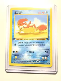 KRABBY - 51/62 - 1st Edition Fossil - Common - Pokemon Card - NM - Image 1