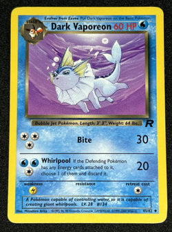Dark Vaporeon 45/82 Team Rocket WOTC Uncommon Pokemon Card LP - Image 1
