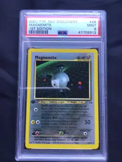 Pokemon Cards: 1st Edition Neo Discovery Rare: Magnemite 26/75: PSA 9 - Image 1