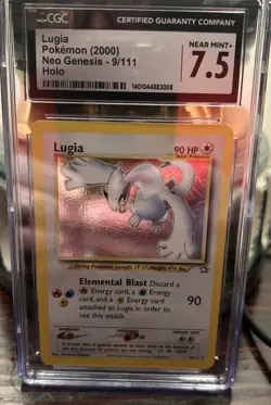 Pokemon Lugia Neo Genesis Holo Rare 9/111 Unlimited 2000 90 HP CGC 7.5 English - Image 1