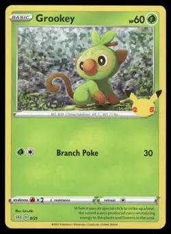 Grookey 008/025 Promo McDonald's 25th Anniversary Promos Pokemon Holo LP - Image 1