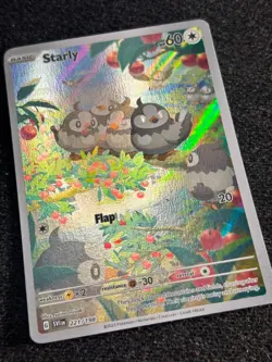Pokemon TCG Card Starly 221/198 Scarlet & Violet Illustration Rare Holo - NM/VLP - Image 2
