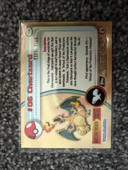 1999 Pokemon Topps Series 1 - Charizard #06 - Black Logo - Holo - Image 2