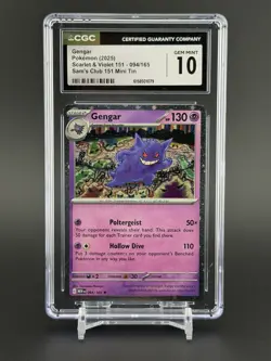 CGC 10 GEM MINT Gengar Cosmos Holo 094/165 Pokemon Sam's Club 151 Mini Tin - Image 1