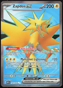 ZAPDOS EX 192/165 ULTRA RARE 151 POKEMON LP - Image 1