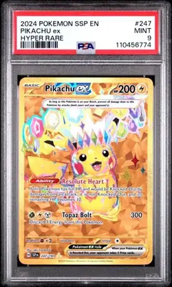 PSA 9 Pikachu Ex 247/191 Pokemon TCG Surging Sparks - Image 1