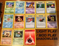 SHADOWLESS Pokemon Card Lot Base Set LP/MP - Image 1