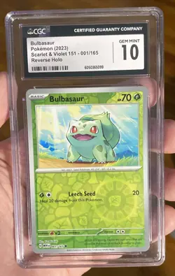 Pokemon Bulbasaur CGC Gem Mint 10 Scarlet & Violet 151 001/165 Reverse Holo 2023 - Image 1