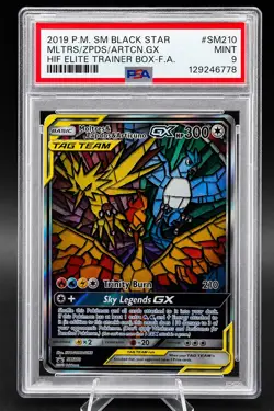 Pokemon Moltres & Zapdos & Articuno GX SM210 PSA 9 2019 Promo Holo - Image 1