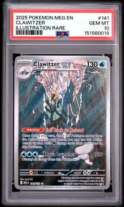 PSA 10 Clawitzer 141/132 Meg En-mega Evolution ILLUSTRATION RARE - Image 1