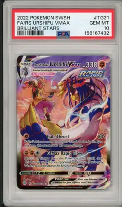 2022 Pokemon SWSH Brilliant Stars Rapid Urshifu VMAX Full Art #TG21 PSA 10 - Image 1