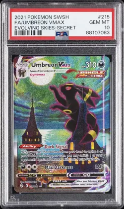 2021 POKEMON SWORD & SHIELD EVOLVING SKIES SECRET FULL ART/UMBREON VMAX PSA 10 - Image 1