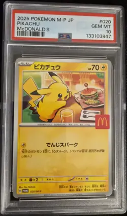 2025 POKEMON JAPANESE M-P PROMO MCDONALD'S #020 PIKACHU PSA 10 - Image 1