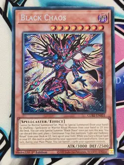 YUGIOH CORI-EN001 Black Chaos Secret Rare 1ST EDITION - Image 1