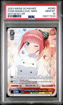 Weiss Schwarz Food Made Love Nino 5HY/W101 SR PSA 10 - Image 1