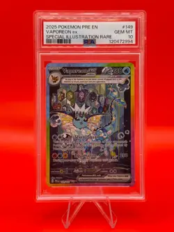2025 POKEMON PRE EN-PRISMATIC EVOLUTIONS #149 VAPOREON EX GEM MINT PSA 10 - Image 1