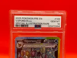 2025 POKEMON PRE EN-PRISMATIC EVOLUTIONS #149 VAPOREON EX GEM MINT PSA 10 - Image 3