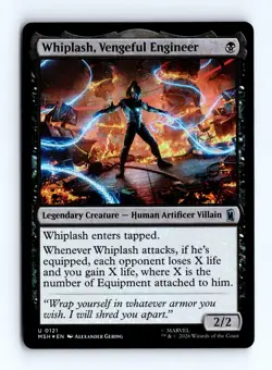 Whiplash, Vengeful Engineer (Foil) 0121 (U) MTG Marvel Super Heroes (MSH) - Image 1