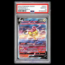 Pokemon Card PSA 10 Raikou V GG41/GG70 Sword & Shield Crown Zenith Alt Art 2023 - Image 1