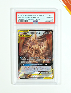 Pokemon PSA 10 Arceus, Dialga & Palkia Gx #221 Eclissi Cosmica 2019 Italiano - Image 1