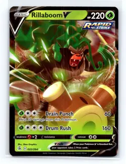 Holo Rillaboom V 022/264 Ultra Rare Fusion Strike Pokemon TCG - Image 1