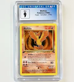 Pokemon TCG Moltres 1st Edition Fossil Rare WOTC 27/62 CGC 9 MINT 1999 - Image 1