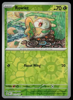 Rowlet 013/197 Common Obsidian Flames Pokemon Reverse Holo Near Mint - Image 1