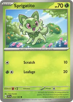 Sprigatito #013/198 Sv01 Scarlet & Violet Base Set Reverse Holo Pokemon TCG NM - Image 1