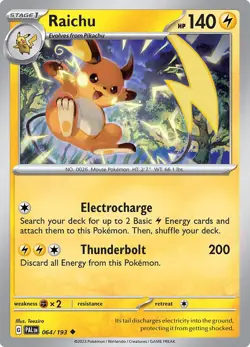 Raichu #064/193 Sv02 Paldea Evolved Uncommon Reverse Holo Pokemon TCG NM - Image 1
