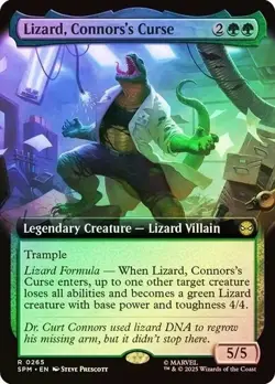 NM Extended Art Foil Lizard, Connor's Curse, MTG, Marvel's Spider-Man, Magic - Image 1