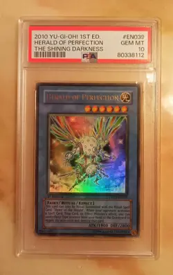 Yu-Gi-Oh 2010 Herald Of Perfection PSA 10 GEM MINT 1st Ed TSHD-EN039 Ultra Rare! - Image 1