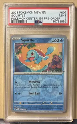 Pokemon TCG Squirtle Stamped Holo Promo Card 007/165 Pokemon Center PSA 9 - Image 1