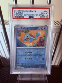 Pokemon TCG: Squirtle 007/165, 151 Pokemon Center Stamped Promo, PSA 10 GEM MINT - Image 1