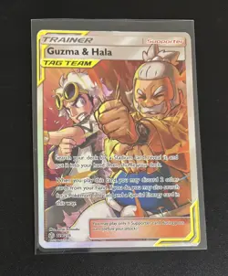 Guzma & Hala Full Art 229/236 Cosmic Eclipse Tag Team Trainer Pokemon Card LP - Image 1