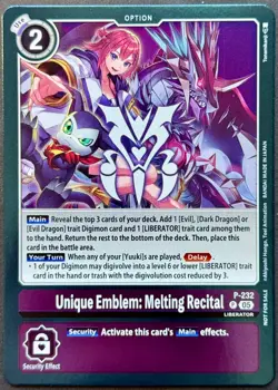 Unique Emblem: Melting Recital P-232 NM Digimon Card Game Dawn of Liberator - Image 1